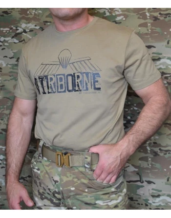 ParaWings T-shirt i MTS-Khaki, Stort Airborne/sort vinge bryst