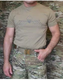ParaWings T-shirt i MTS-Khaki, Sort stor hollandsk vinge på bryst/Airborne på ryg