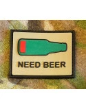NEED BEER, Flaske, PVC med Velcro (6,5x5cm)