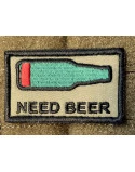 NEED BEER Patch, Flaske, Broderi på velcro