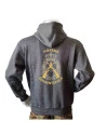 Lancer - Hoodie u/zip, Mørkegrå med HÆRENS SERGENTSKOLE tryk på ryg