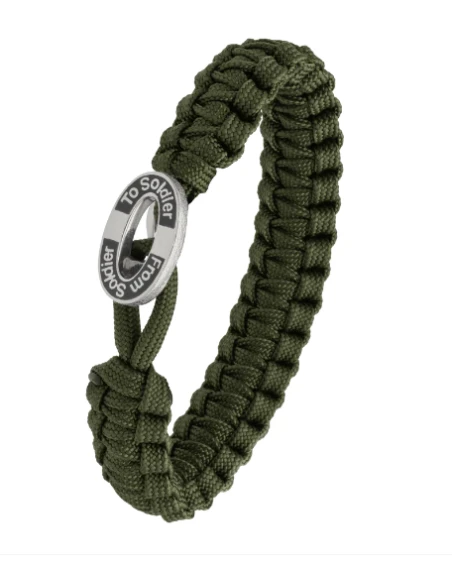 From Soldier To Soldier - Armbånd, Oliven med sort FSTS sølvlås