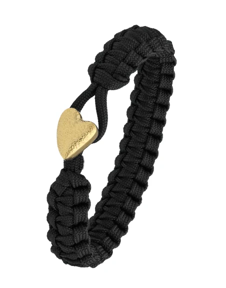 From Soldier To Soldier - Armbånd, sort med forgyldt hjerte
