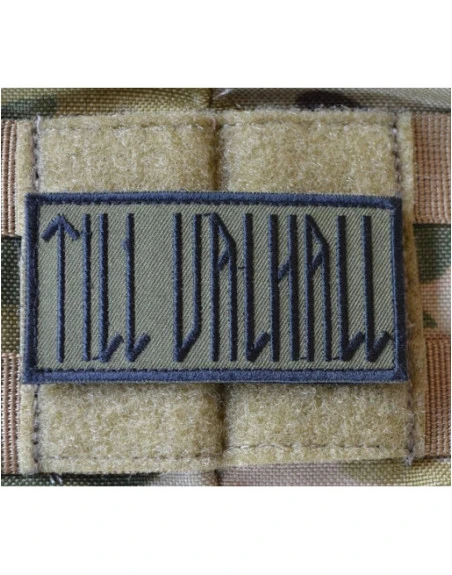 TILL VALHALL Patch, Svenska, Svart / Grön 4 x 8cm