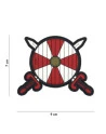 Viking Skjold og Sværd PVC Patch, Rød/Hvid