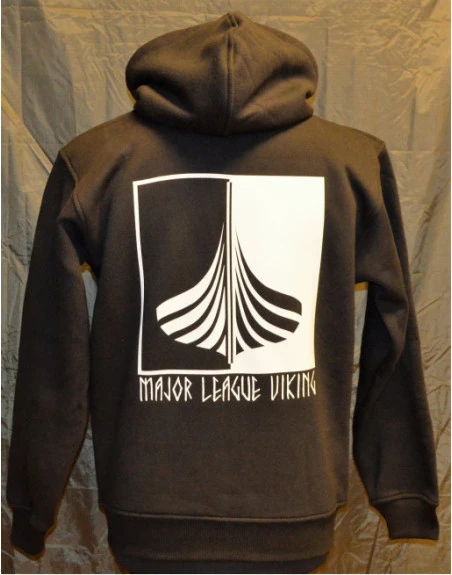 Major League Viking - Hoodie med Skib, Sort/Hvid